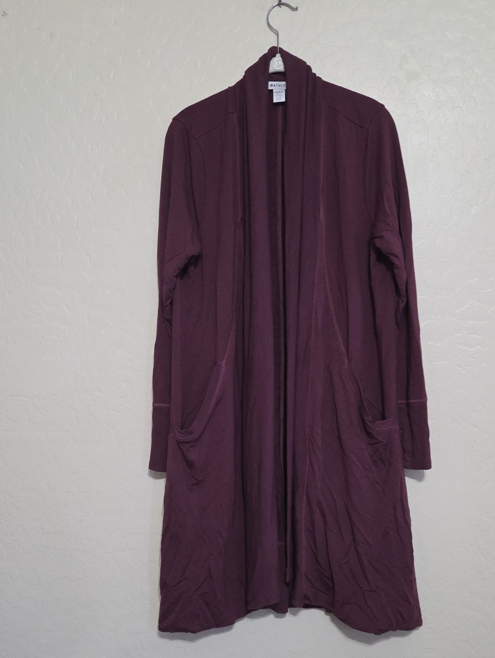 Athleta Plum Open-Front Long  Cardigan